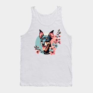 Manchester Terrier Revels in Spring Cherry Blossoms Tank Top